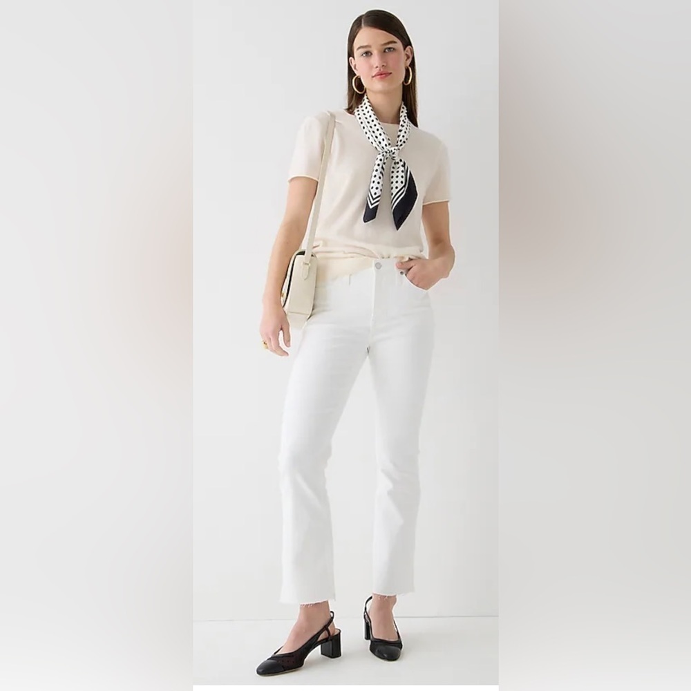 J. Crew Petite 9" demi boot crop jeans BQ303 white wash